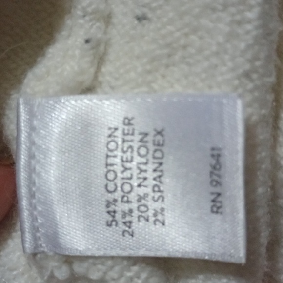 Women's V-Neck purejill Sweater Cotton Blend Casual Size Large - Cream - Picture 3 of 4